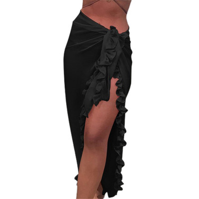 Beach Sarong Pareo Wrap φούστες για γυναικεία ημιδιαφανή μαγιό Cover Ups Κοντή μακριά φούστα με φούντες Ενδύματα παραλίας