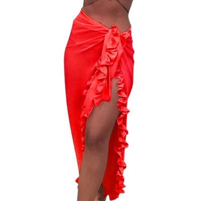 Beach Sarong Pareo Wrap φούστες για γυναικεία ημιδιαφανή μαγιό Cover Ups Κοντή μακριά φούστα με φούντες Ενδύματα παραλίας