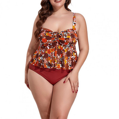 Naiste Suures suuruses ujumistrikoo ühes tükis ujumisriided, 2tk/komplekt, lilleline reguleeritav seljataga ujumistrikoo купальники 2022 стильные