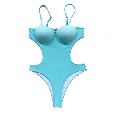 Μονόχρωμο μαγιό Monokini Γυναικείο μαγιό με ψηλή κοπή από πολυεστέρα χωρίς πλάτη