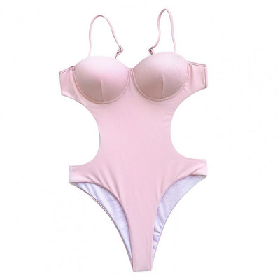 Μονόχρωμο μαγιό Monokini Γυναικείο μαγιό με ψηλή κοπή από πολυεστέρα χωρίς πλάτη