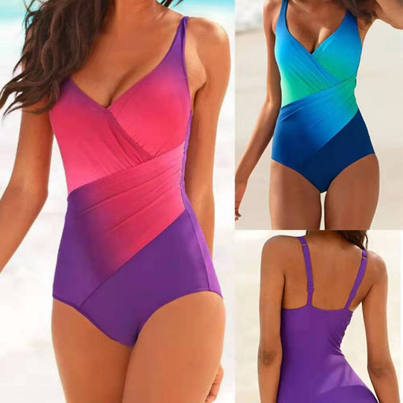 Elegants sieviešu peldkostīms 2023. gada viengabala peldkostīms Sexy Rainbow Gradient viendaļīgs peldkostīms peldkostīms pludmales tērpi bikini