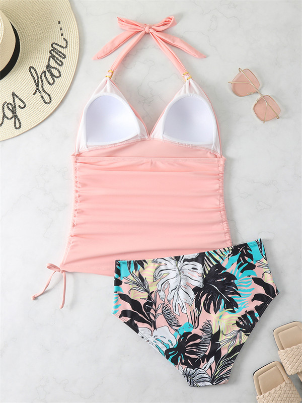 Naiste bikiinid 2023. aasta ujumistrikoo uus massiivne ja prinditud kaanega kõht bikiinide komplekt, kõrge vöökohaga ujumisriided, naiste ujumiskostüüm, rannarõivad