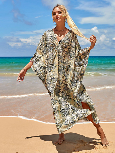 Σέξι ζέβρα ριγέ μπικίνι κάλυψης 2023 Casual με λαιμόκοψη με λαιμόκοψη με σπαστό καλοκαιρινό φόρεμα παραλίας Γυναικείο μαγιό με κάλυψη Q1297