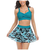 Bikini kétrészes női fürdőruha szoknyával, magas derekú fürdőruha Női fürdőruha fürdőruha nyári strandruha