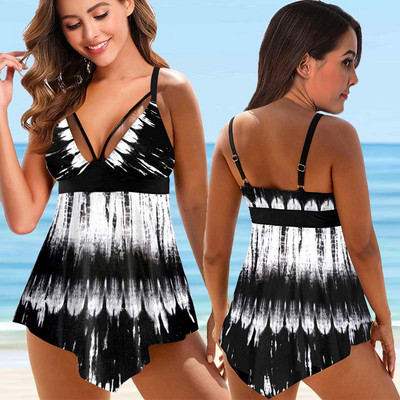 Seturi de tankini cu talie înaltă, largi, cu imprimeu de modă