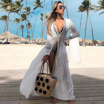 OMKAGI Sexy Cover Up Beach Solid Bikini peldkostīms Sieviešu peldēšana Sieviešu peldkostīms Sieviešu peldkostīmi Kleita ar ziediem, volāniem