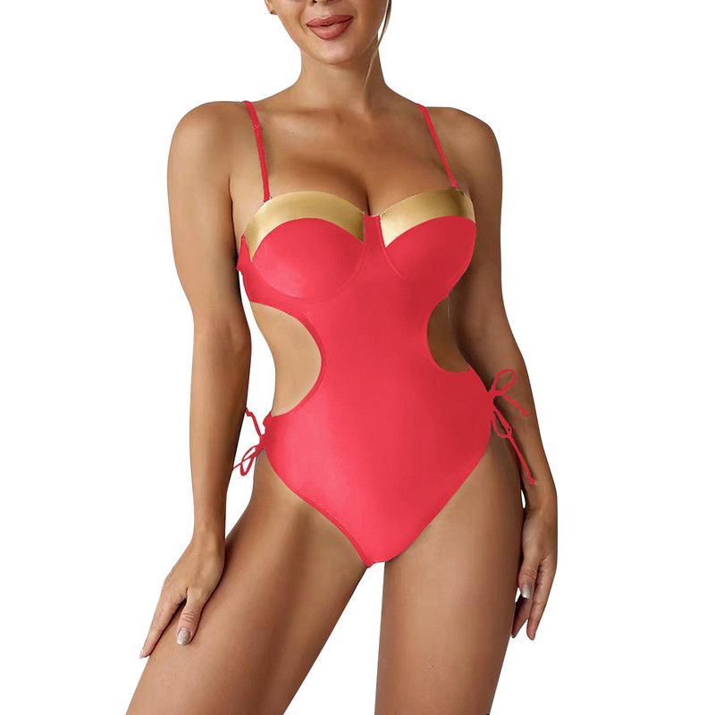 Bikini 2023 női nyári fürdőruha nyári egyszínű bélyegző darab magas derekú fürdőruha Bikini brazil fürdőruha fürdőruha