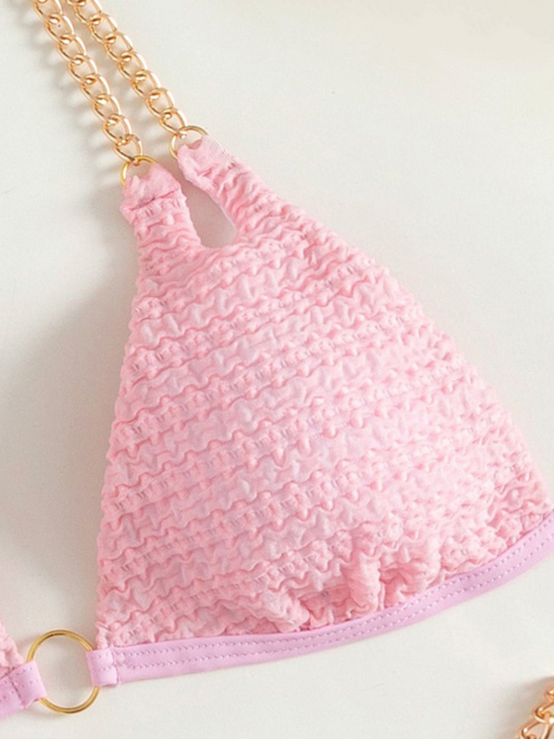 Naiste päitsetega ujumistrikoo kett, kolmnurkne bikiinikomplekt, kõrge lõikega kaheosaline supelkostüüm naistele 2023. aasta suvebikiinid