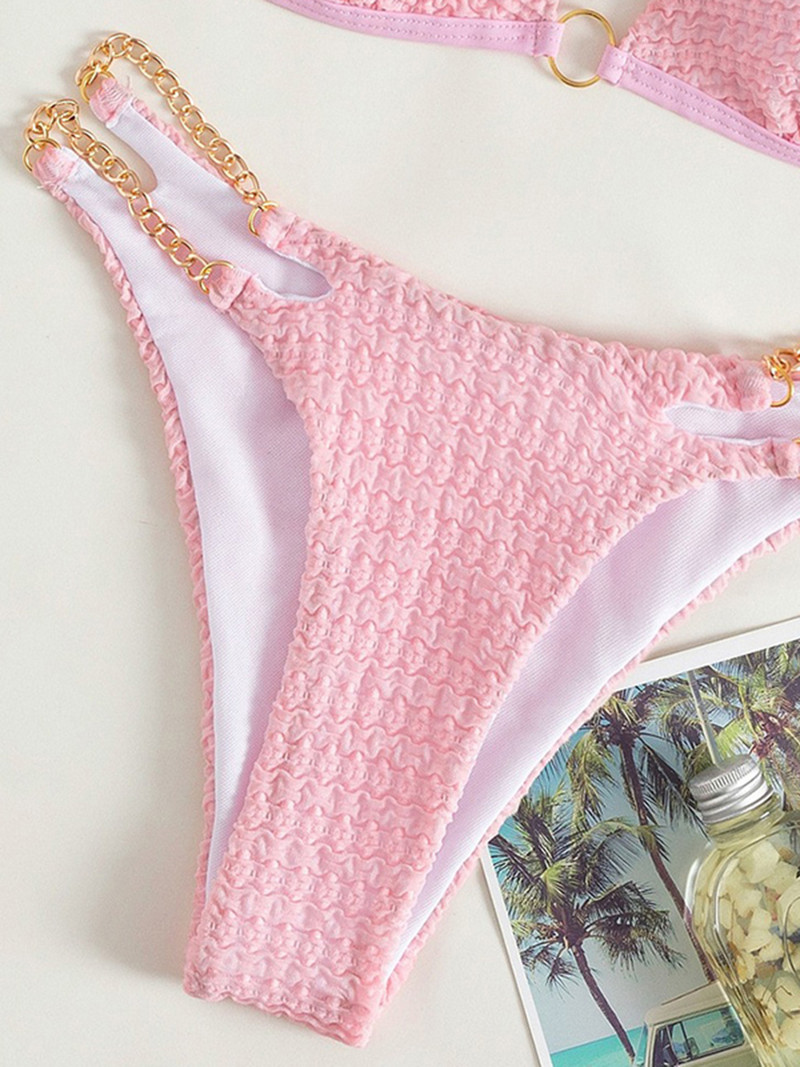 Naiste päitsetega ujumistrikoo kett, kolmnurkne bikiinikomplekt, kõrge lõikega kaheosaline supelkostüüm naistele 2023. aasta suvebikiinid