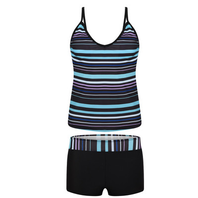 Set bikini femei costum de baie cu decolteu în V Set de bikini cu imprimeu în dungi colorate Costum de baie Costum de baie Set tankini Pantalon scurt pentru băieți Купальник Женский