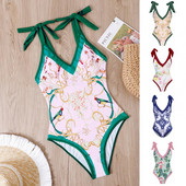 2023, nou sosire, costum de baie cu volan, costum de baie dintr-o singură bucată pentru femei, cu imprimeu floral, vară tropicală, costum de baie pentru plajă