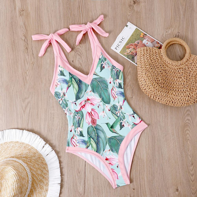 2023, nou sosire, costum de baie cu volan, costum de baie dintr-o singură bucată pentru femei, cu imprimeu floral, vară tropicală, costum de baie pentru plajă