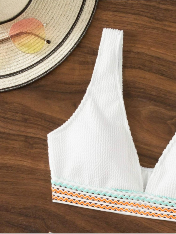 Valge Rib Plunge V kaelusega Push Up naiste ujumistrikoo kõrge vöökohaga bikiinid 2022 Mujer Biquini May seksikad ujumisriided