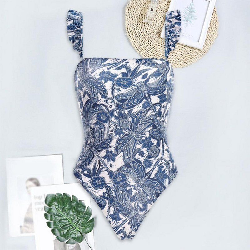 Vintage naiste Flora Print Bikiinikomplektid Ujumiskostüümid ja seelik Seksikad asümmeetrilised ühes tükis ujumisriided Naiste kattev rannasupluskostüümid