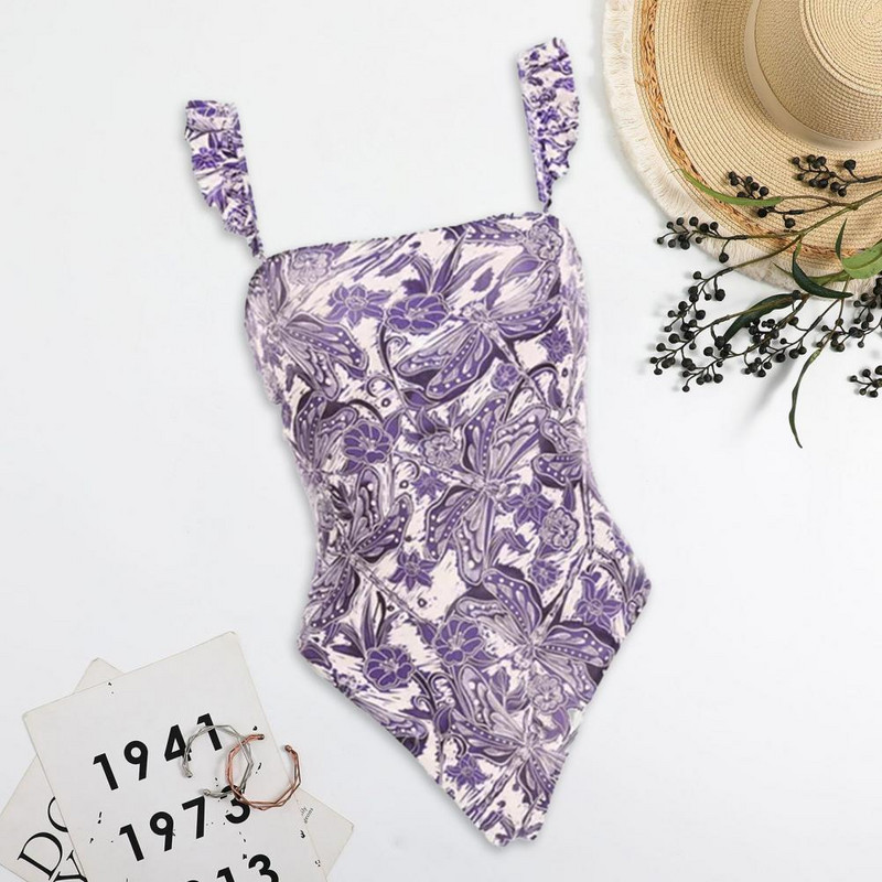 Vintage naiste Flora Print Bikiinikomplektid Ujumiskostüümid ja seelik Seksikad asümmeetrilised ühes tükis ujumisriided Naiste kattev rannasupluskostüümid