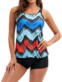 Costume de baie Tankini modeste pentru femei Costume de baie din două piese Maiou cu imprimeu floral cu pantaloni scurți pentru băieți