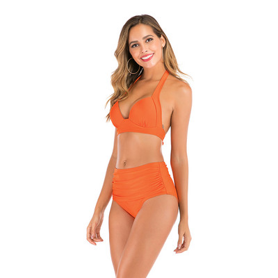 2023 νέο γυναικείο μαγιό σπαστό τρίγωνο ψηλόμεσο μονόχρωμο εμπριμέ ψηλόμεσο μπικίνι