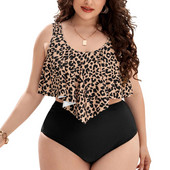 Dvodijelni ženski kupaći kostim u bikiniju s volanima, dvodijelni Push Up podstavljeni kupaći kostim velike veličine, visoki struk XL-4XL