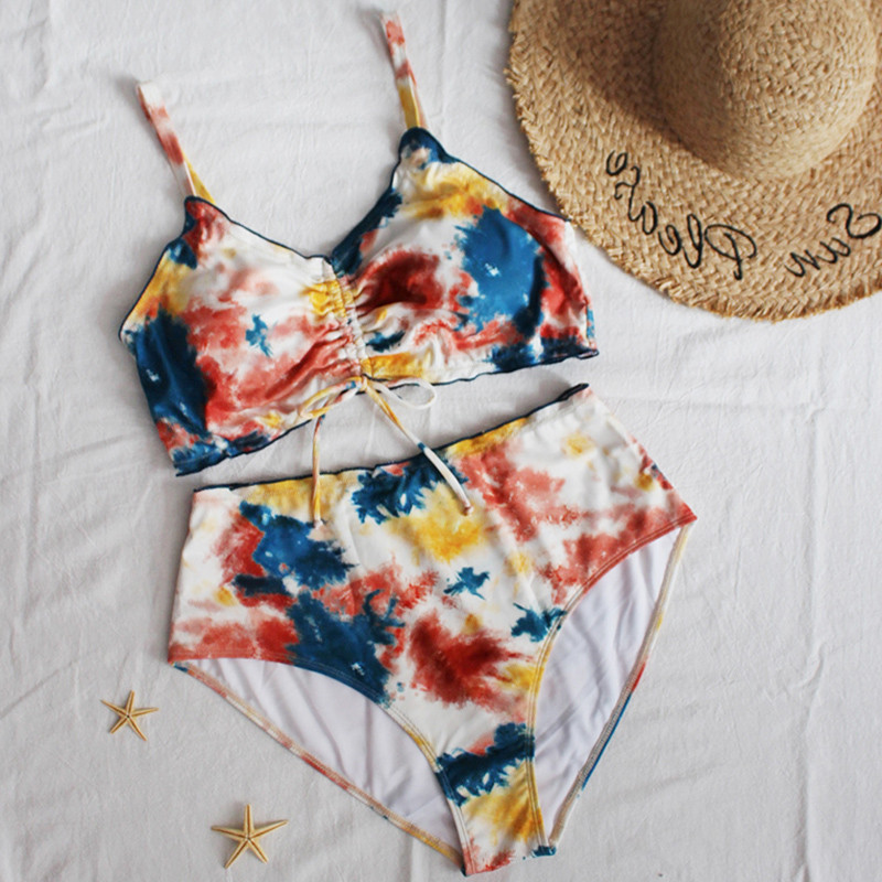 Soonilised naiste suures suuruses bikiinikomplektid, kaheosalised push-up polsterdatud suure suurusega ujumistrikoo, suure suurusega lipsusõlmega paeltega ujumisriided XL-4XL