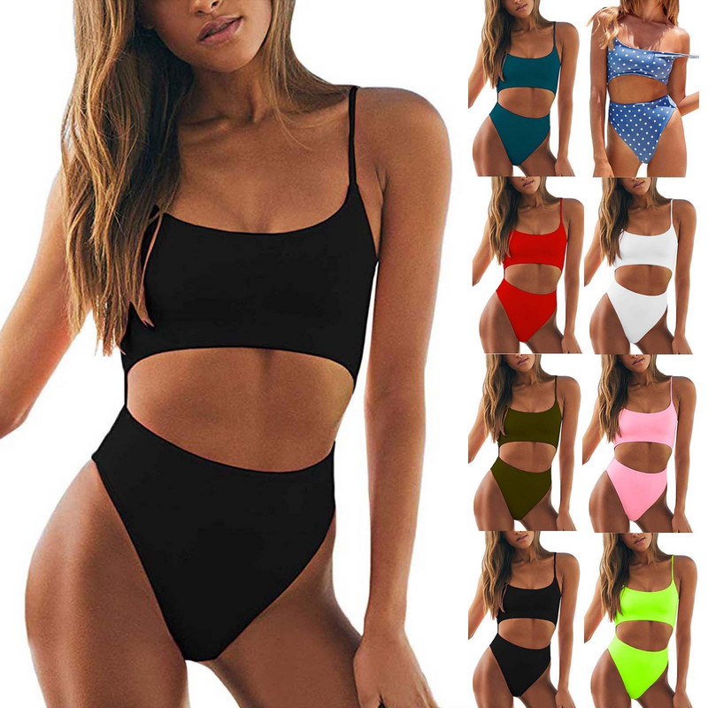 Costum de baie pentru femei, monokini decupat în sus, în față înaltă, decupat, gât, dantelă, spate, costum de baie, costume de baie, set de tankini Купальники 2023 Женские