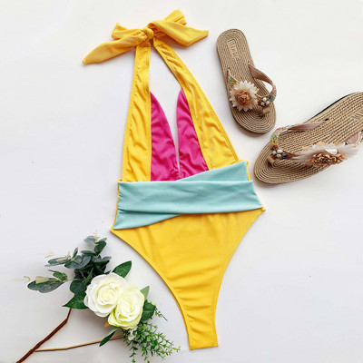 Ženski seksi modni jednodijelni kupaći kostimi za spajanje bikinija, komplet kupaćih kostima za plažu Push-up bikini kupaći kostimi Maillot De Bain Femme