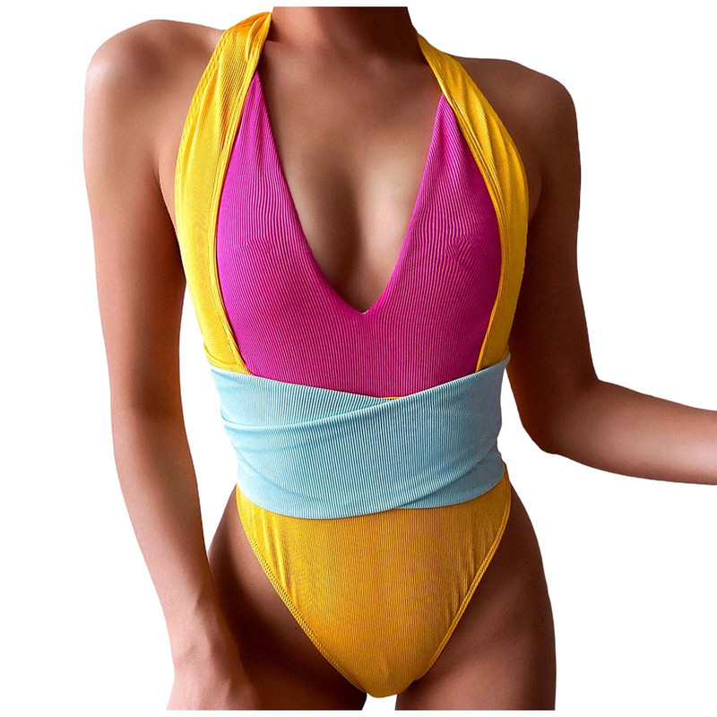 Naiste seksikas mood ühes tükis bikiinid Splicing ujumisriided ujumisriided rannarõivaste komplekt Push-up bikini ujumisriided Maillot De Bain Femme