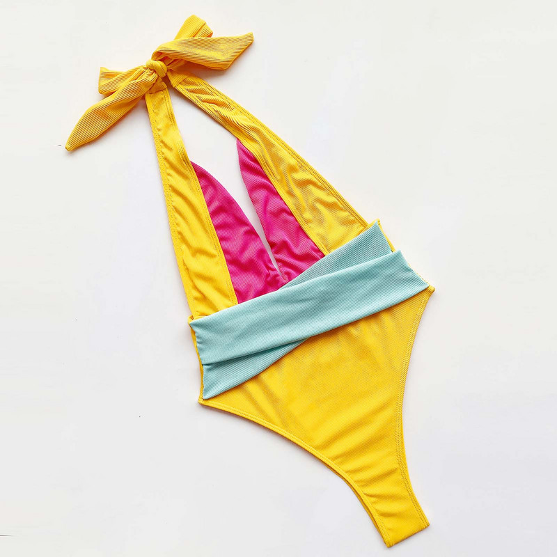 Naiste seksikas mood ühes tükis bikiinid Splicing ujumisriided ujumisriided rannarõivaste komplekt Push-up bikini ujumisriided Maillot De Bain Femme