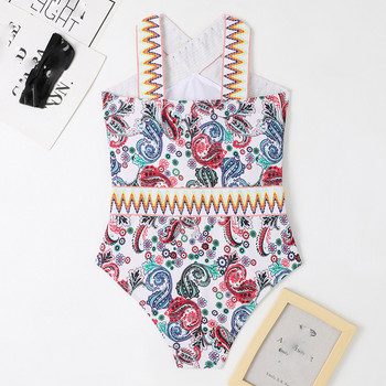 Ethnic Style Vintage Print One Piece μαγιό Μπικίνι μαγιό Αδυνατιστικό σταυρωτό κολύμπι 2023 Νέο μαγιό Monokini