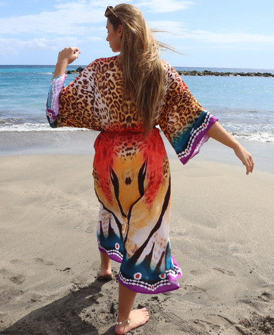 Φόρεμα για κάλυψη θέσης παραλίας Εκτύπωση Rayon Vacation Long Cardigan Φόρεμα αντηλιακής προστασίας Φορέματα παραλίας