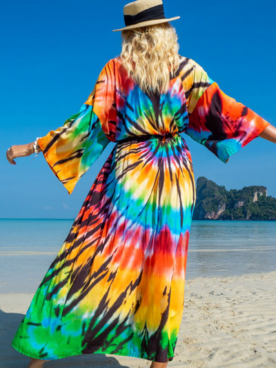 Φόρεμα για κάλυψη θέσης παραλίας Εκτύπωση Rayon Vacation Long Cardigan Φόρεμα αντηλιακής προστασίας Φορέματα παραλίας