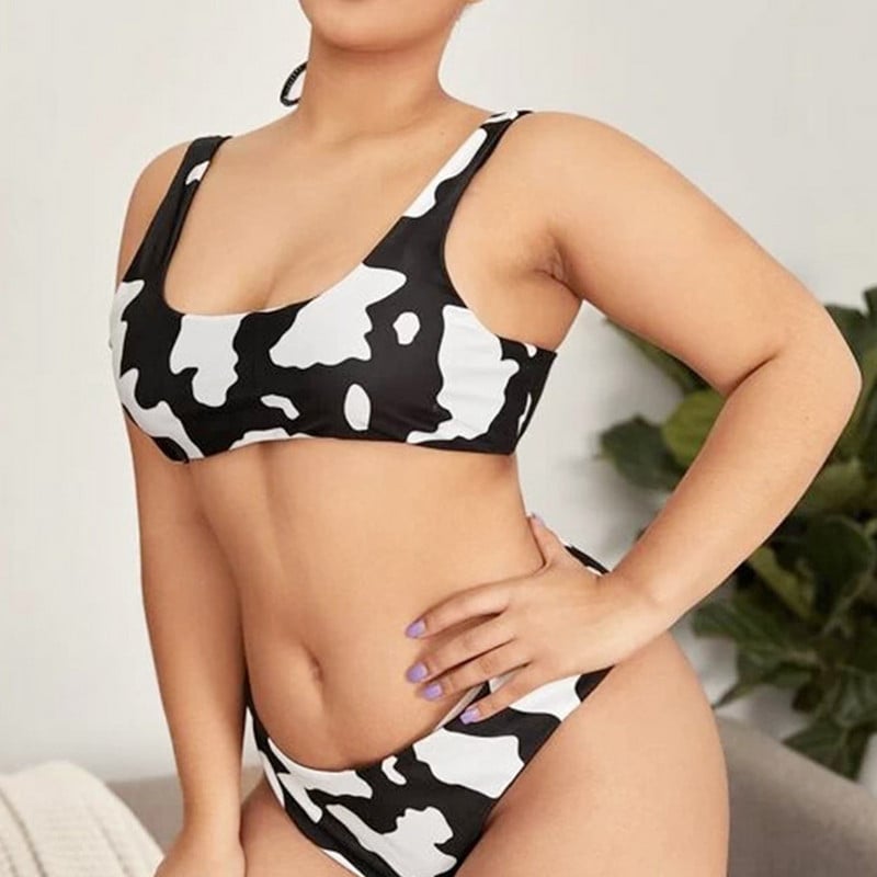 Bikini komplekti sievietēm peldkostīmu piena raksts ar augstu vidukli vēders liela izmēra atsevišķs peldkostīms liela izmēra peldkostīmi sievietēm Tankini