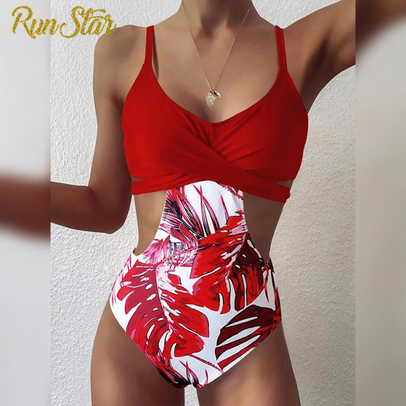 Új Push Up fürdőruha Egyrészes fürdőruha női fürdőruha Halter fürdőruha Nyári nyomtatás Strandruha Monokini fürdőruha