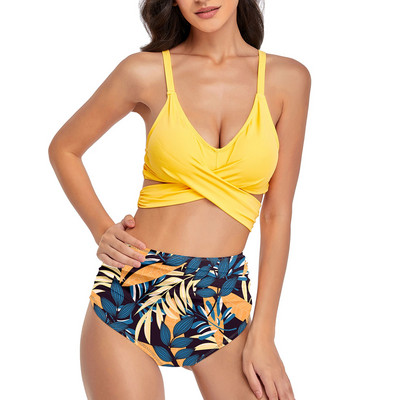 2023 Νέο γυναικείο μαγιό Κομψό ψηλόμεσο μπικίνι σέξι επίπεδη γωνία μαγιό μαγιό Γυναικεία σέξι μπικίνι Brazilian