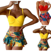 2023-as új női fürdőruha szexi húzózsinór függő nyakra redőzött szoknya bikini fürdőruha fürdőruha fürdőruha Női szexi bikini