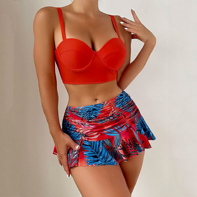 2023-as új női fürdőruha szexi húzózsinór függő nyakra redőzött szoknya bikini fürdőruha fürdőruha fürdőruha Női szexi bikini