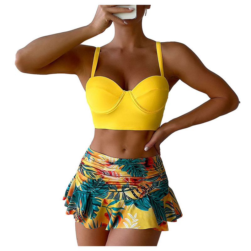 2023-as új női fürdőruha szexi húzózsinór függő nyakra redőzött szoknya bikini fürdőruha fürdőruha fürdőruha Női szexi bikini