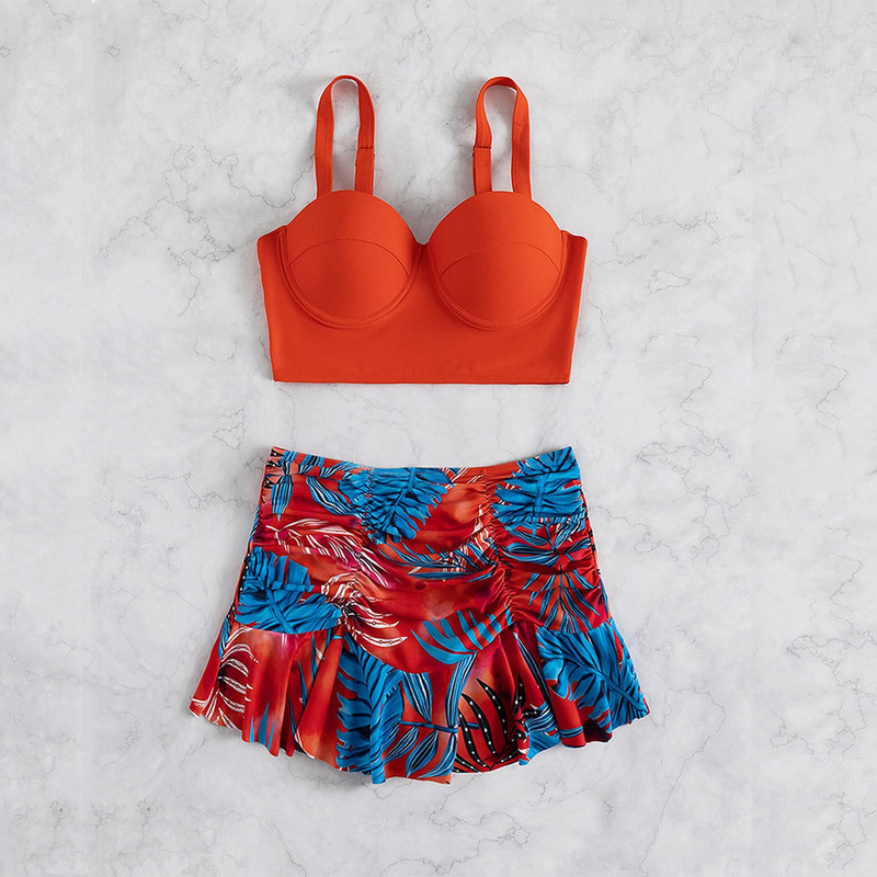 2023-as új női fürdőruha szexi húzózsinór függő nyakra redőzött szoknya bikini fürdőruha fürdőruha fürdőruha Női szexi bikini