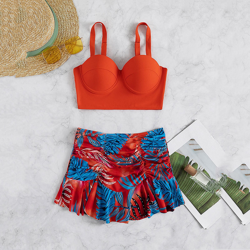 2023-as új női fürdőruha szexi húzózsinór függő nyakra redőzött szoknya bikini fürdőruha fürdőruha fürdőruha Női szexi bikini