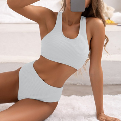 Elegantni seksi bikini 2023 Ženski kupaći kostimi Dvodijelni set Seksi jednobojni bikini jednobojni podijeljeni s jastučićima na prsima Kupaći kostim bez čeličnog grudnjaka