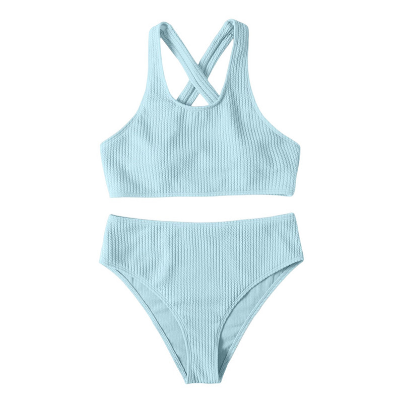 Elegantsed seksikad 2023. aasta naiste ujumisriided, kaheosaline komplekt Seksikad ühevärvilised bikiinid, lõhestatud rinnapatjadega, terasest rinnahoidjata ujumistrikoo