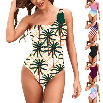 Conservative One Piece Swimsuit Woman 2023 Bikini Sexy Solid Color Slim Κομψό με έναν ώμο εξώπλατο μαγιό 2023