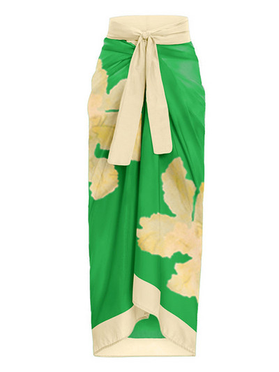 Poole õla volangidega Vintage Flora Print Bikiinikomplektid Naiste ujumistrikoo ja seelik Seksikad asümmeetrilised ühes tükis ujumisriided Rannas suplemine