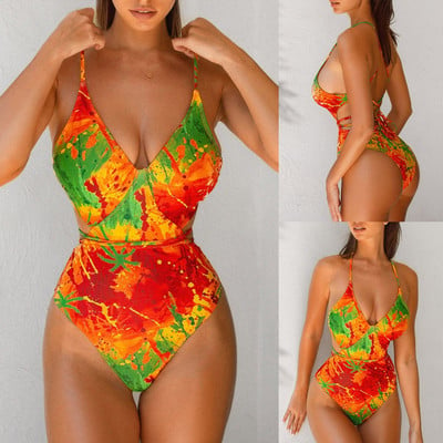 Peldkostīms Sieviešu Lielizmēra Bikini Tie Krāsoti Bikini Seksīgi peldkostīmi Print Bikini Brazīlijas peldkostīmi Peldkostīms trajes de baño