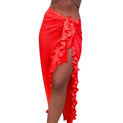 95AB Μονόχρωμη πλισέ ψηλή φούστα κομψή γυναικεία ψηλόμεση φαρδιά φούστα Γυναικεία φούστα μέχρι το γόνατο φούστες για παραλία