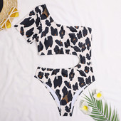 Push Up Bikini 2023 szexi fürdőruha női nyári szexi leopárdmintás egyrészes rövid ujjú bikini fürdőruha fürdőruha