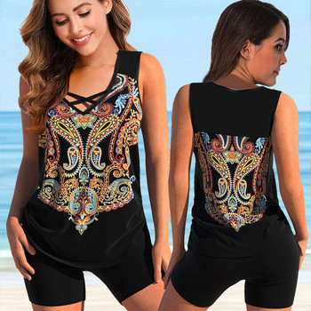 2023 Γυναικεία μαγιό Tankini 2 Piece Plus Size Slim Slim Floral Bikini Σετ Μαγιό Νέα πολύχρωμα σέξι / με επένδυση σουτιέν