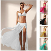 Γυναικείες κορυφαίες σέξι σιφόν μονόχρωμες απαλές φούστες ψηλόμεσες καλοκαιρινές παραλιακές φούστες Όμορφη μακριά φούστα 2020 πιο μοντέρνα