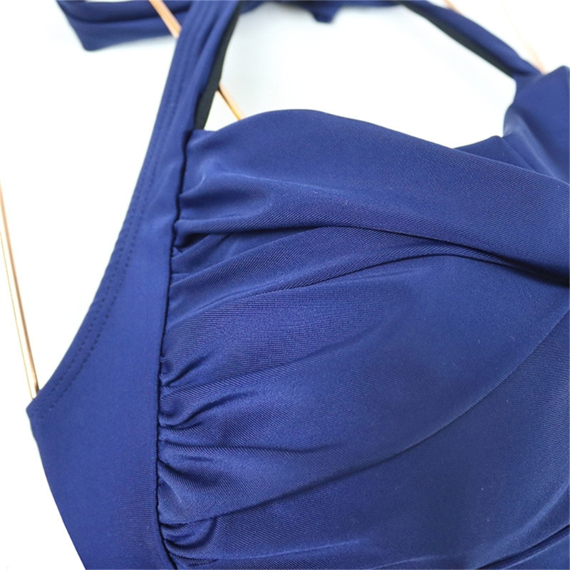 Naiste ühes tükis ujumiskostüüm kõhukontrolliga poisi jalaga ujumisriided, ees keerduvad päitsetega ujumistrikoo Vintage Push Up Monokini