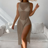 2023. aasta rannabikiinid, heegeldatud, kootud võrk, kaelusega kaetud ujumistrikoo Rannakleit, naiste ujumisülikonna katted